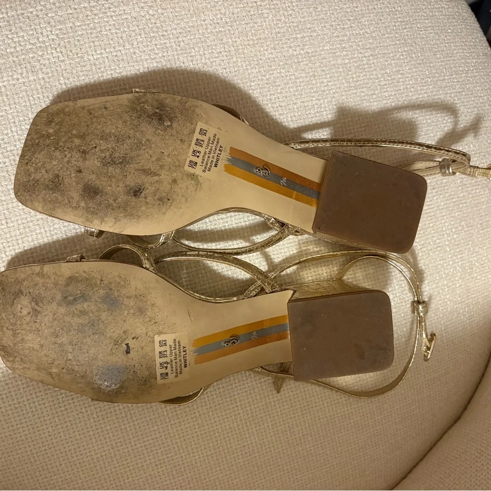 Sam Edelman Gold Block Heel Sandals - Picture 6 of 6